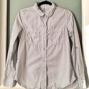 Seven 7 Long Sleeve Blue/White Pinstripe Shirt